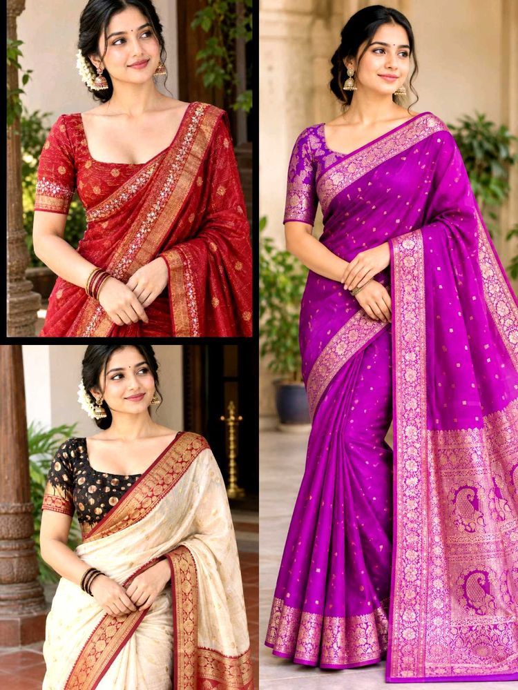 1new silk  purple saree and 2bliouse