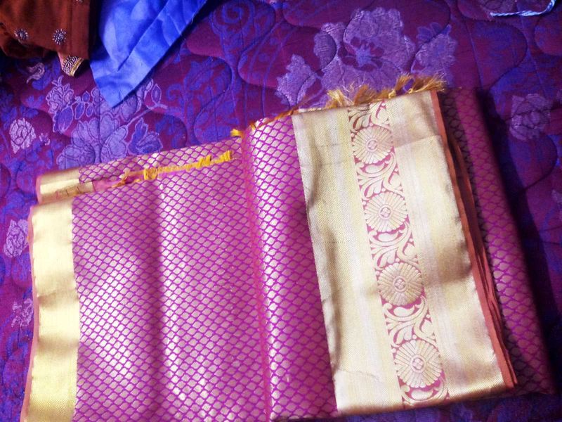 price drop Pink &amp; Gold  Silk Saree with blouse