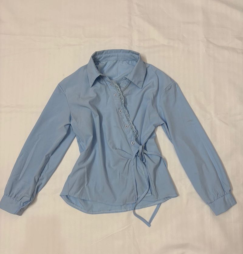 Savana lace trimmed Asymmetric shirt