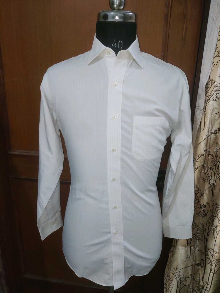 Classic White Striped Dress Shirt