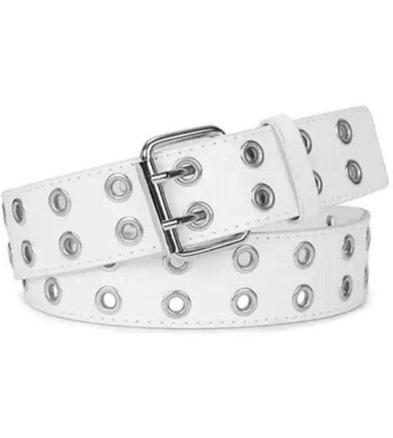 White Double Grommet Belt