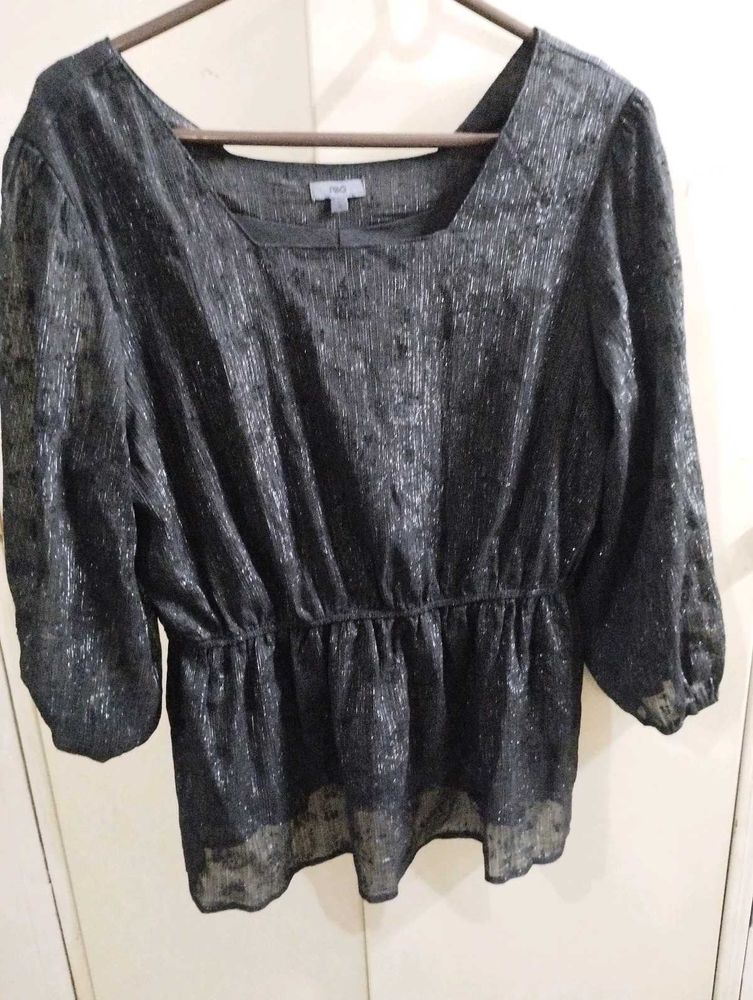 Sparkly Black Sheer Top