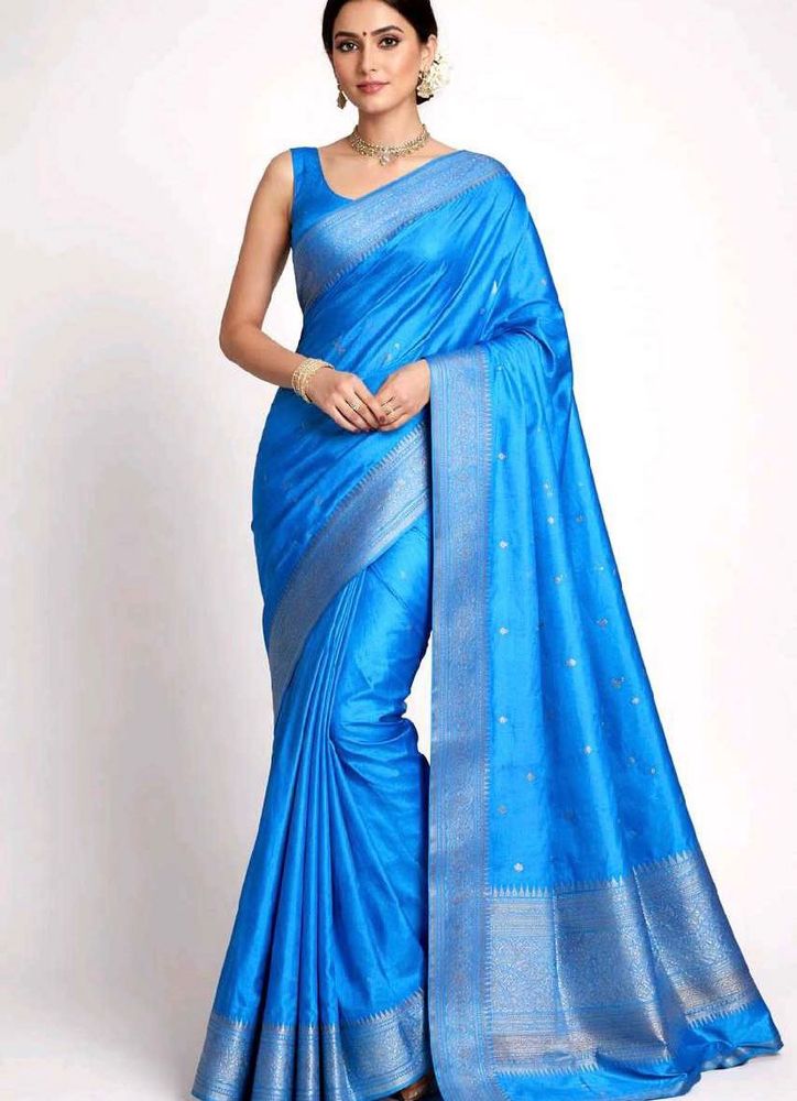 Vibrant Blue Silk Saree