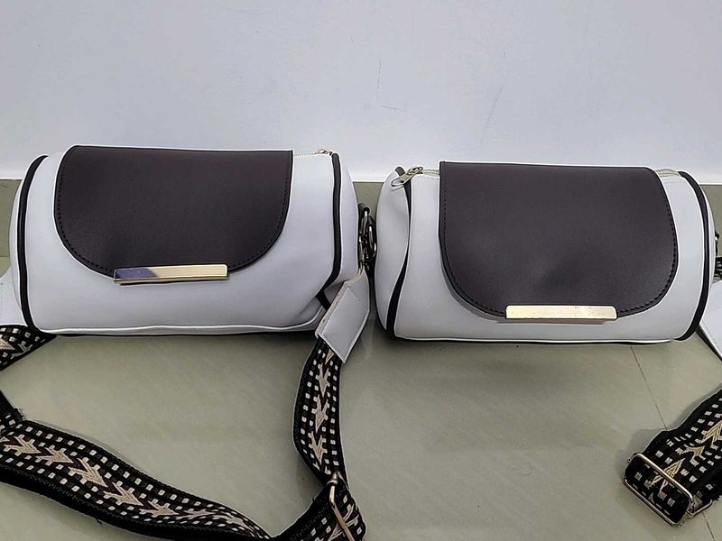 Stylish White &amp; Black Crossbody Bag