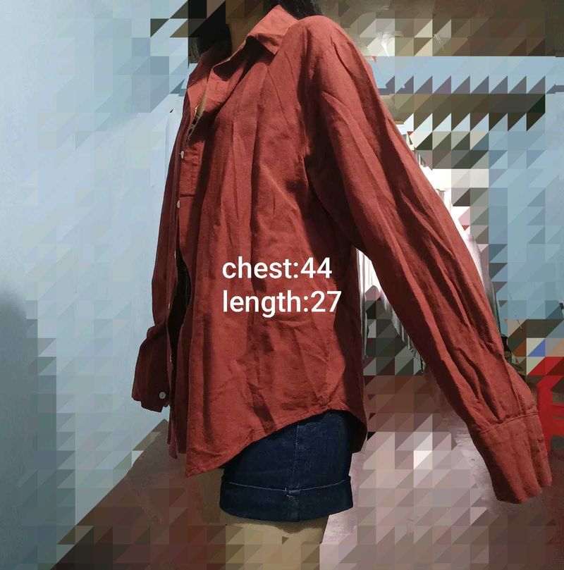 Rusty Red Collared Long Sleeve Shirt