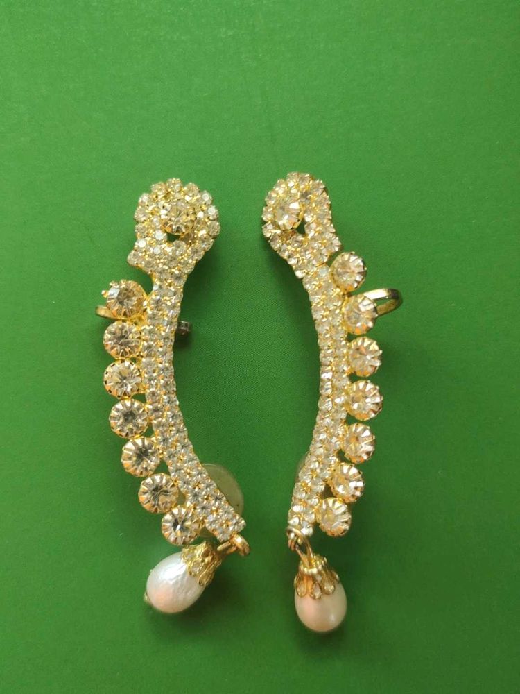 Elegant Crystal &amp; Pearl Ear Climbers