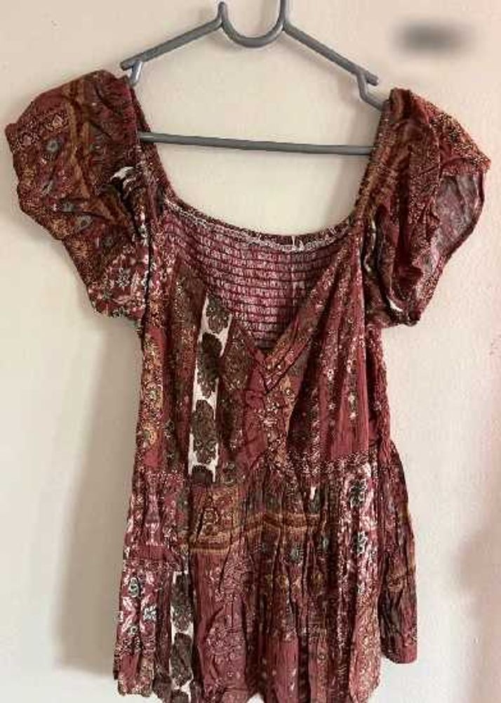 Boho Print Off-Shoulder Top