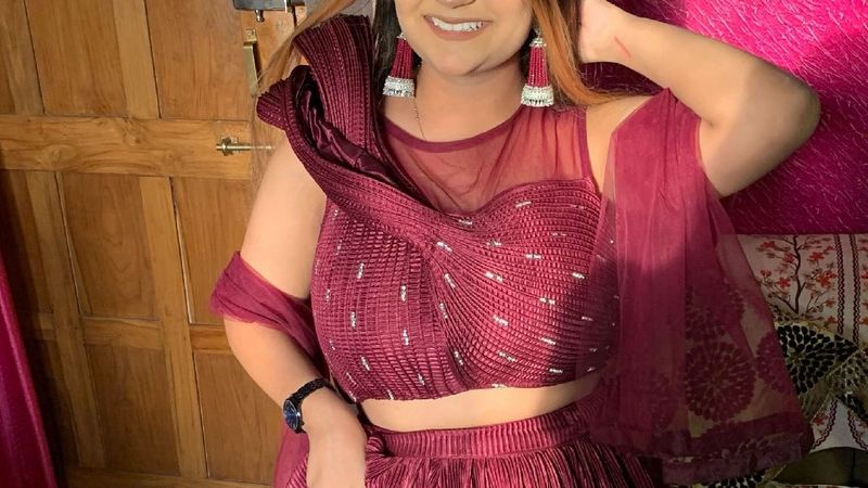 New Wine Burgundy Hooded Designer Blouse Lehenga