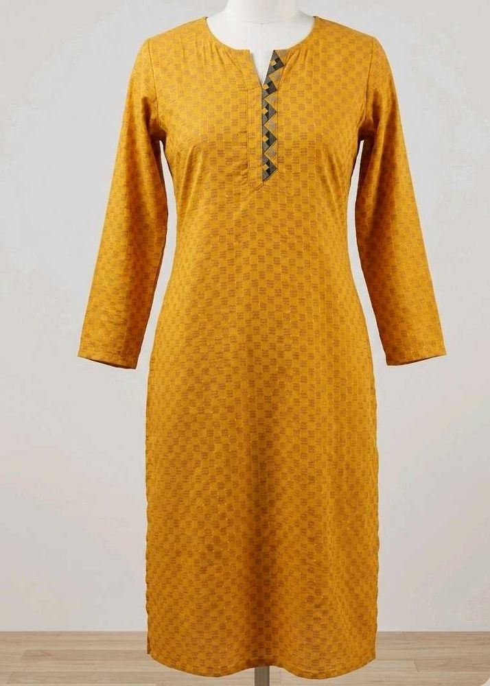 Yellow Textured Kurta