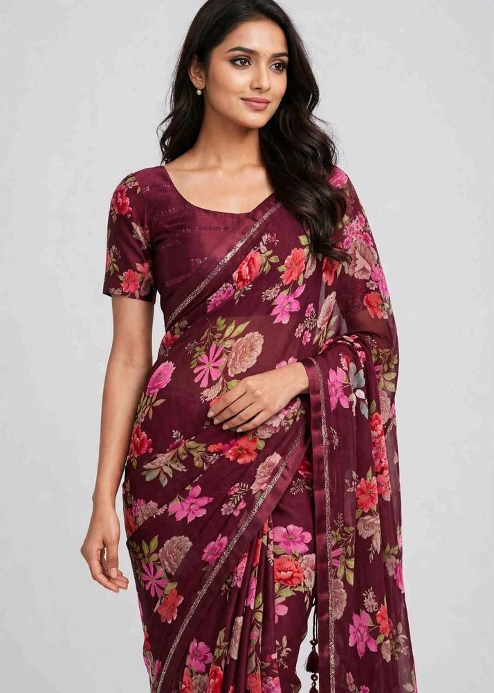 Beautiful floral print saree