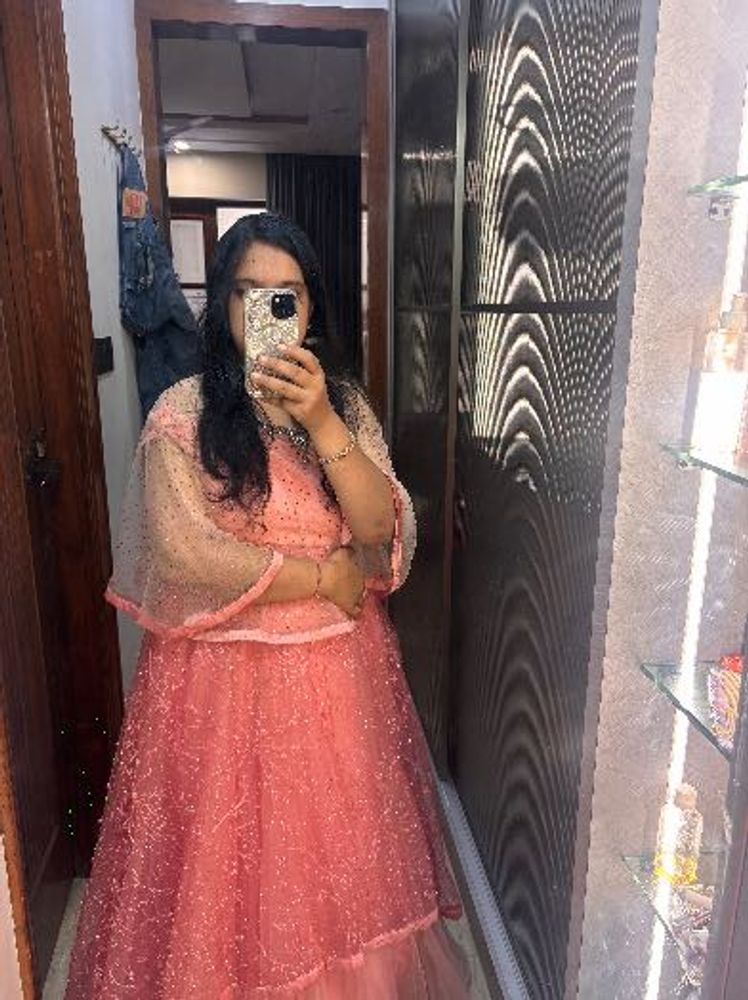 Elegant Peach Embellished Lehenga Set