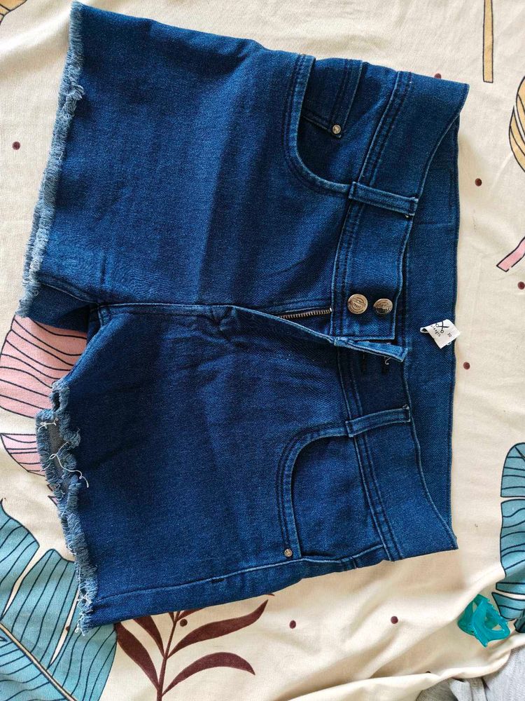 Blue Denim Cut-off Shorts