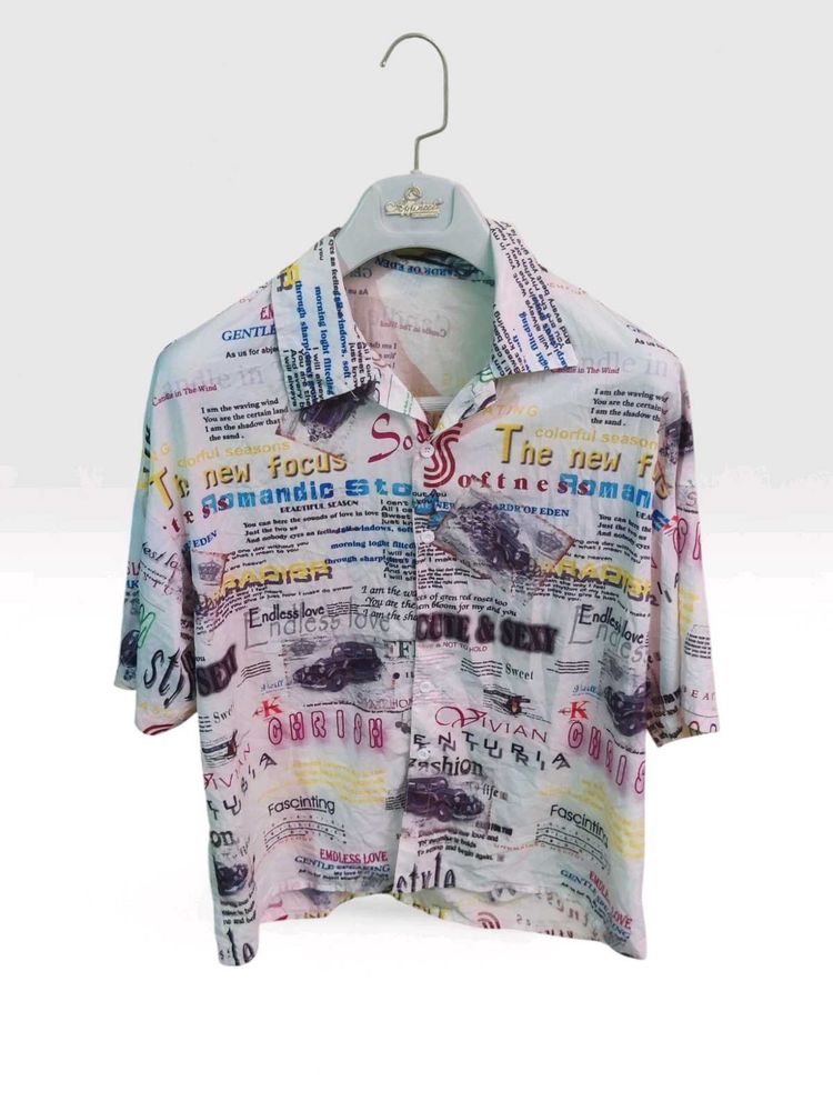 Newspaper Print Short Sleeve Shirt