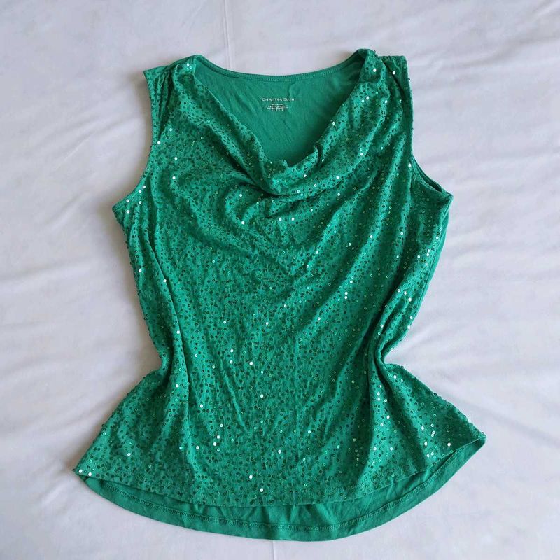 Sequin Green cowl neck cami ✨️