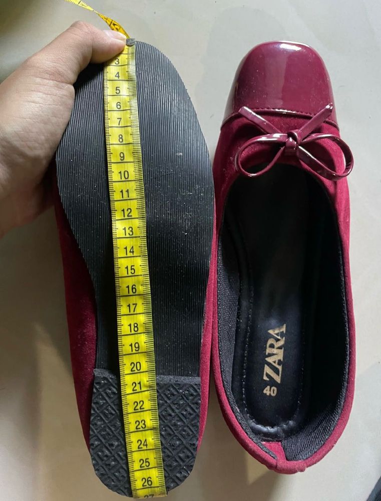 Maroon Ballet Flats with Bow Detail