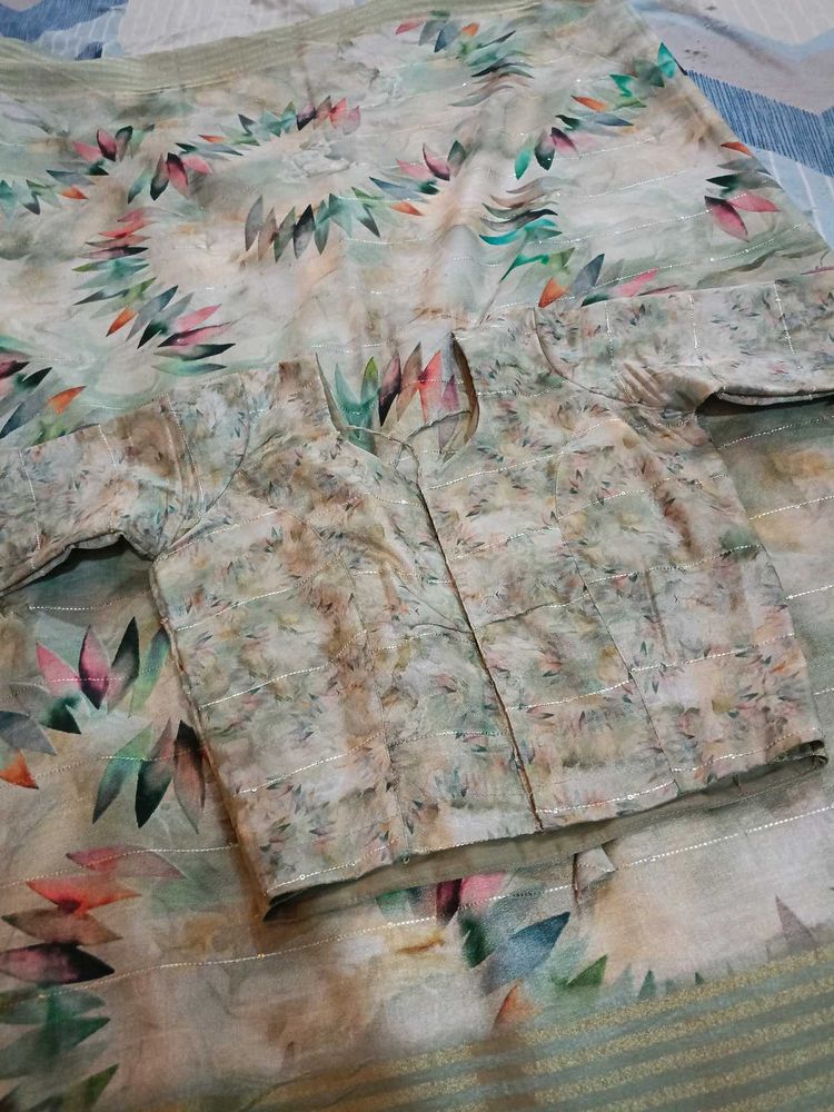 Elegant Floral Print Saree