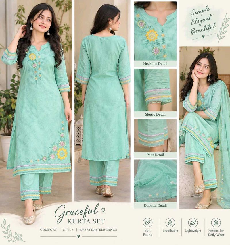 Elegant Mint Green Kurta Set