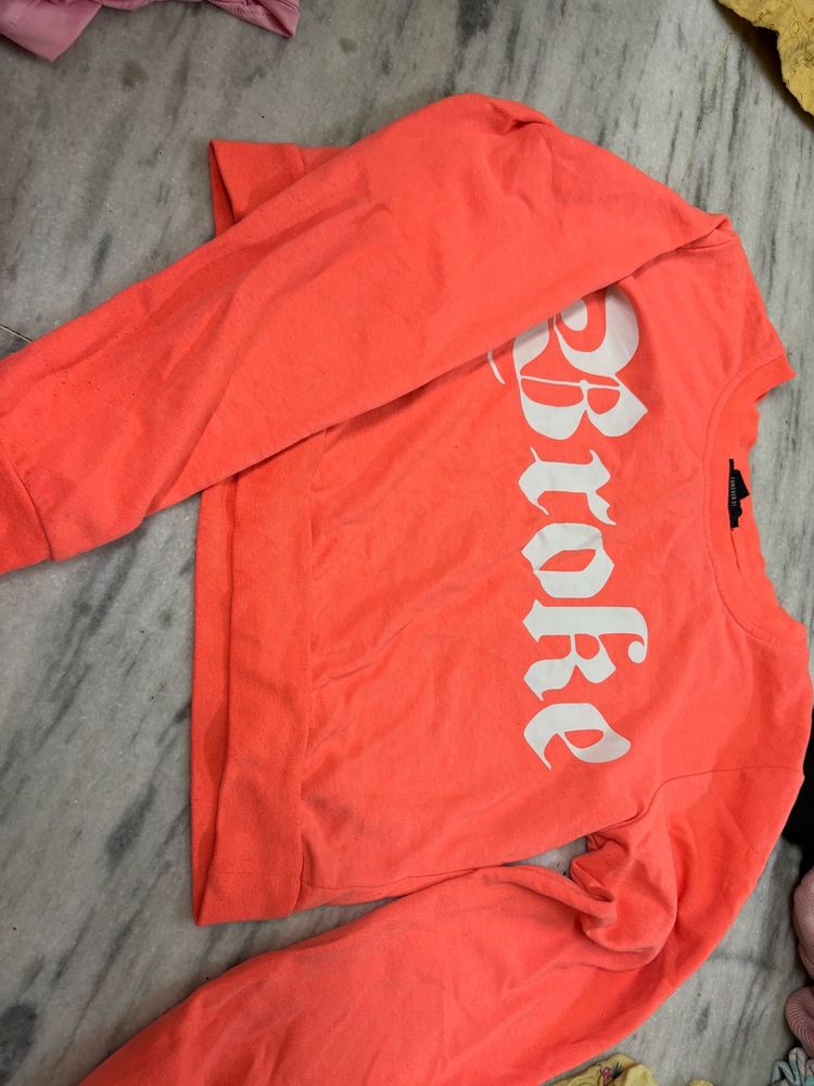 Vibrant Orange Cropped Sweatshirt