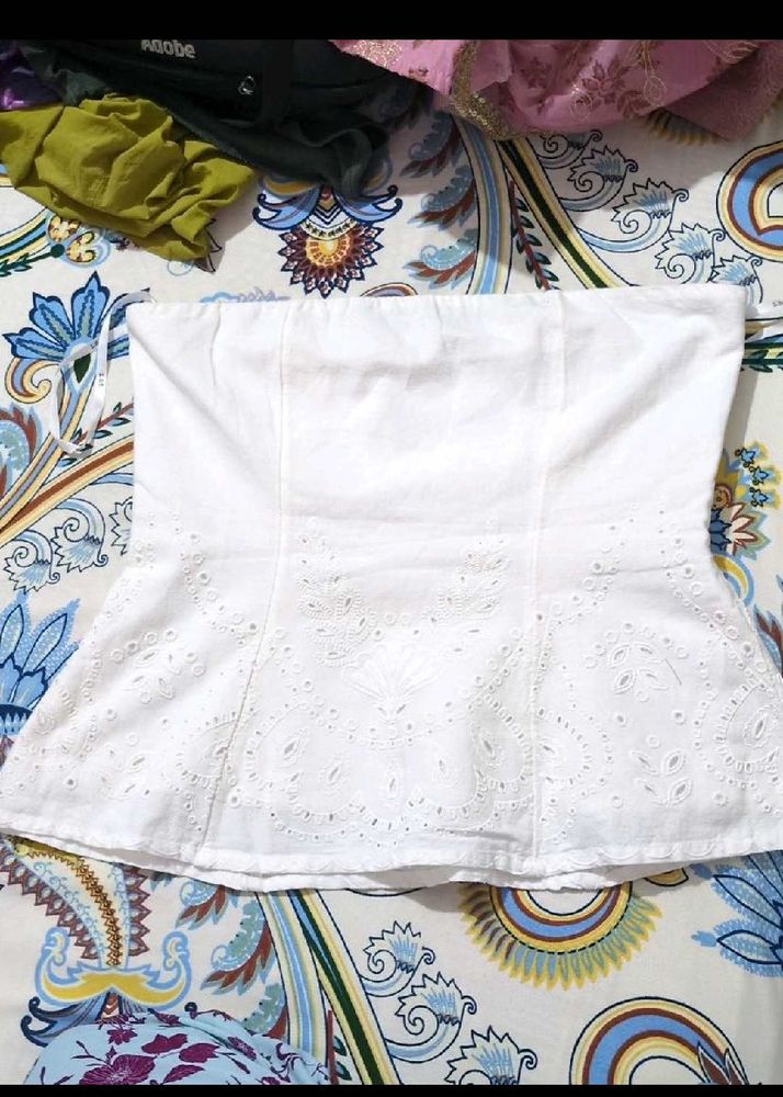 White Broderie Anglaise Strapless Top