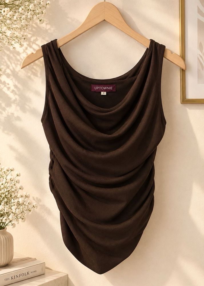 Stylish Brown Drape Top