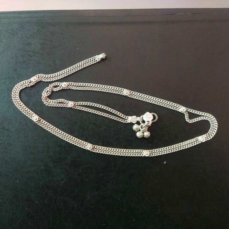 AJ97 Pure Silver Double Line Kids Kamarbandh Chain