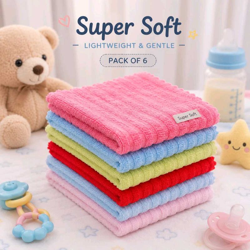 Pack of 6 Super Soft Baby Washcloths