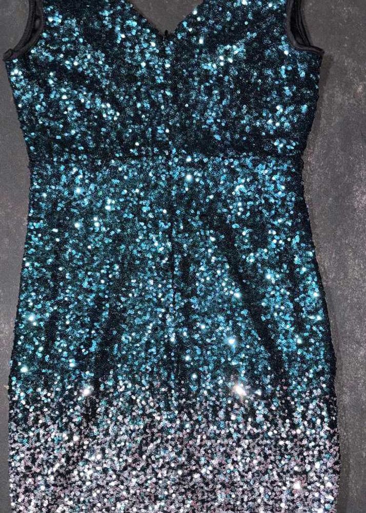 Sparkling Teal Ombre Sequin Dress