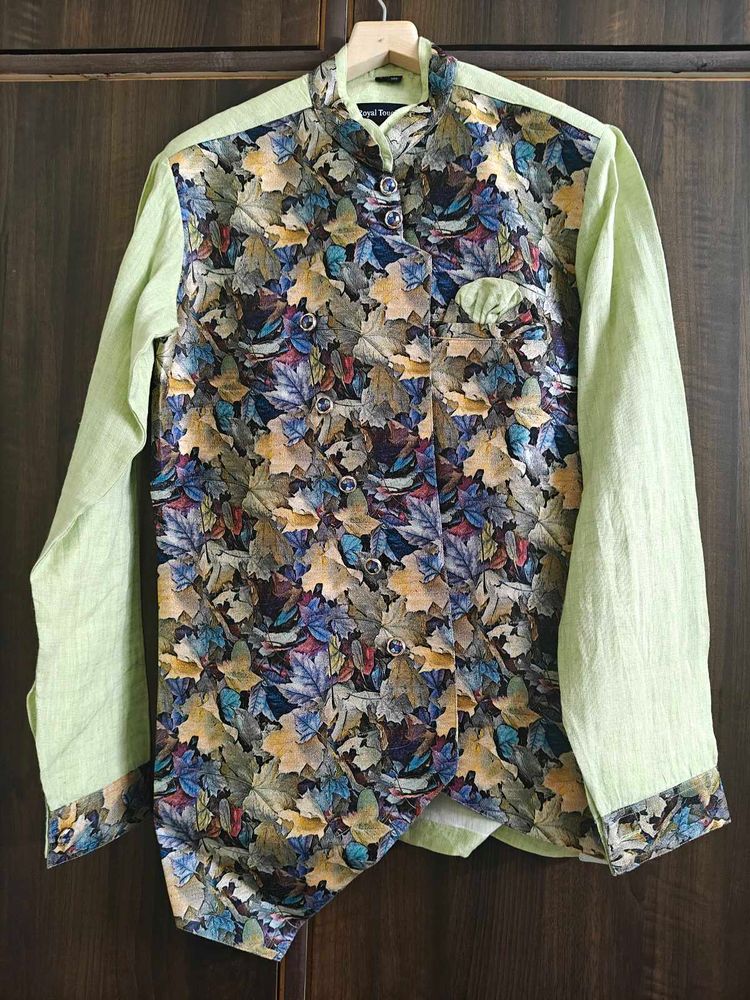 Unique Men's Ethnic Leaf Print Jacket