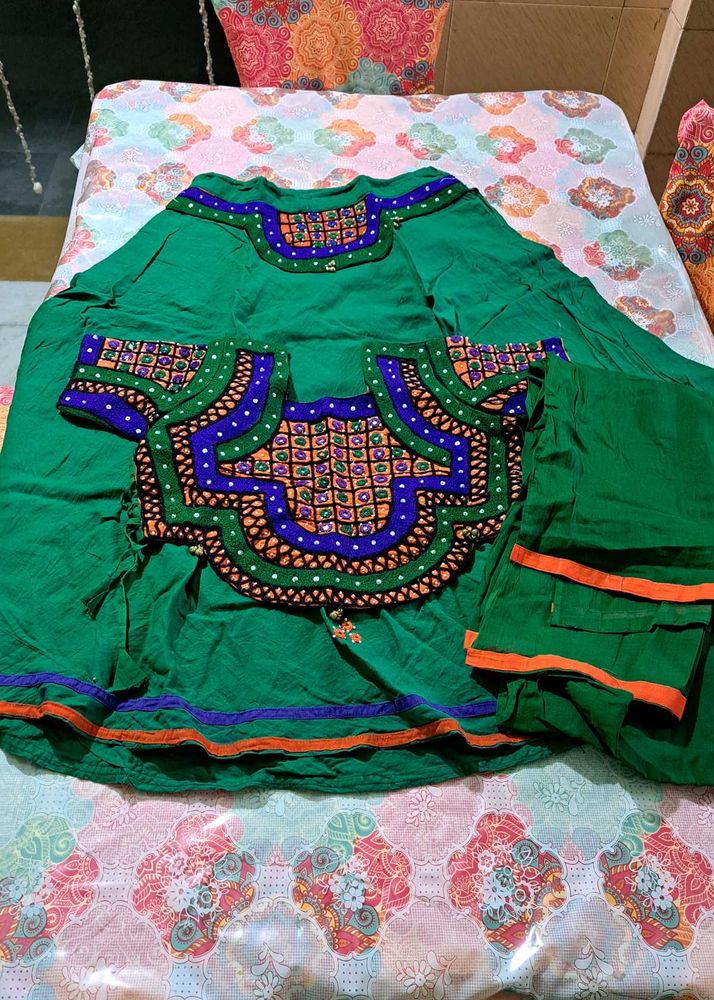 Green Embroidered Kurta Set