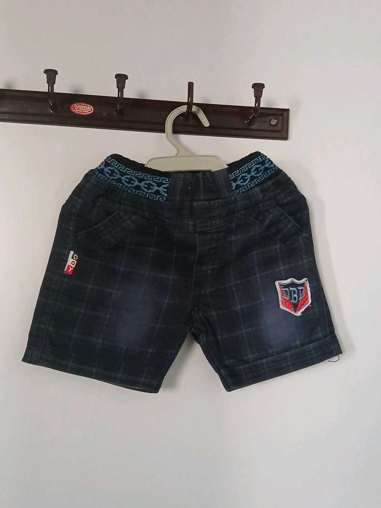 Kids Plaid Denim Shorts