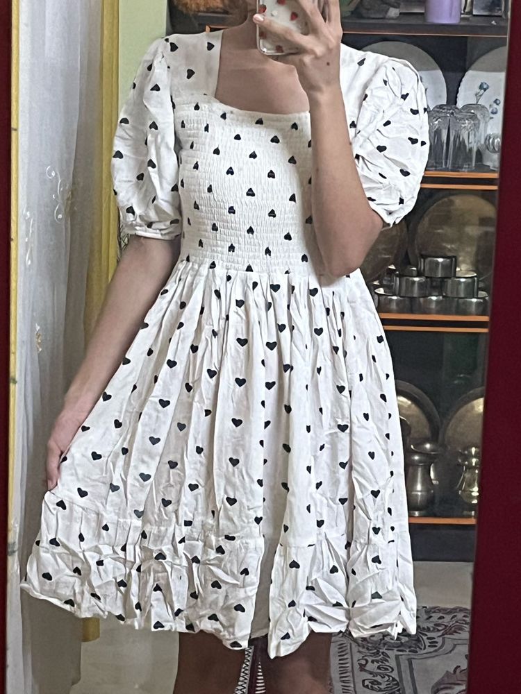 heart print mini dress