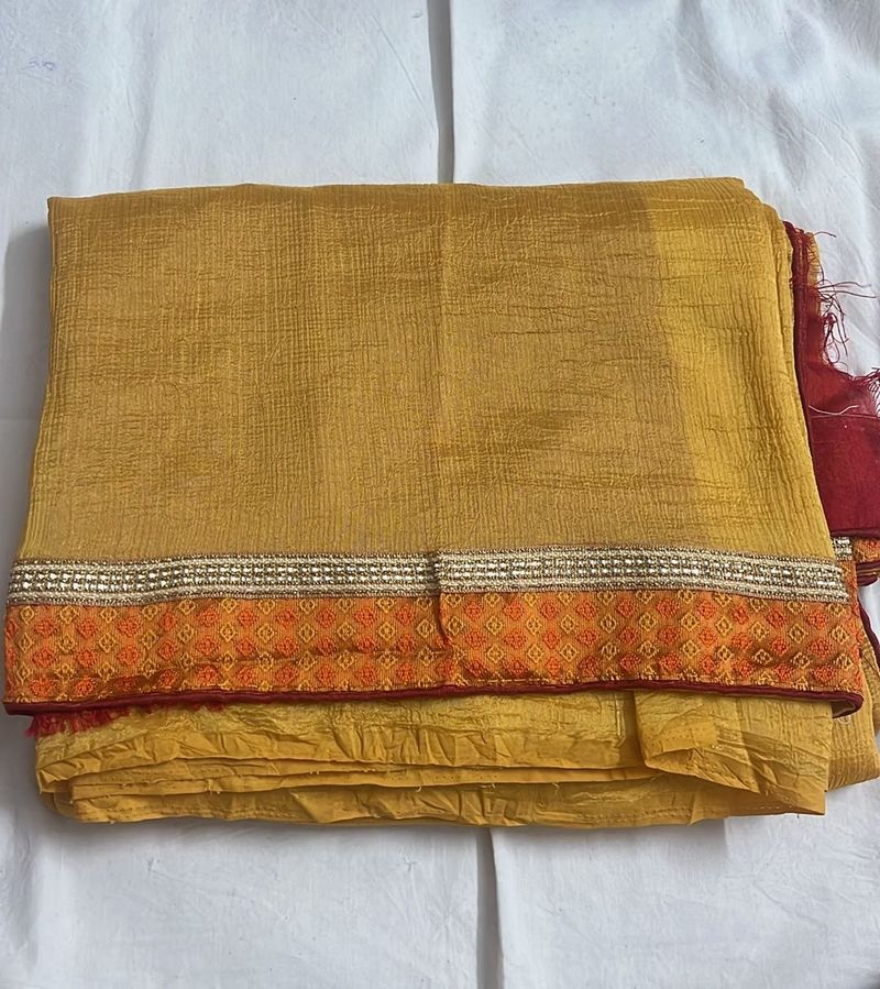 Elegant Yellow Saree with Embroidered Border