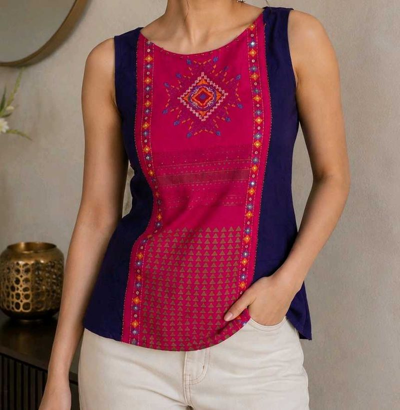 Vibrant Ethnic Sleeveless Top