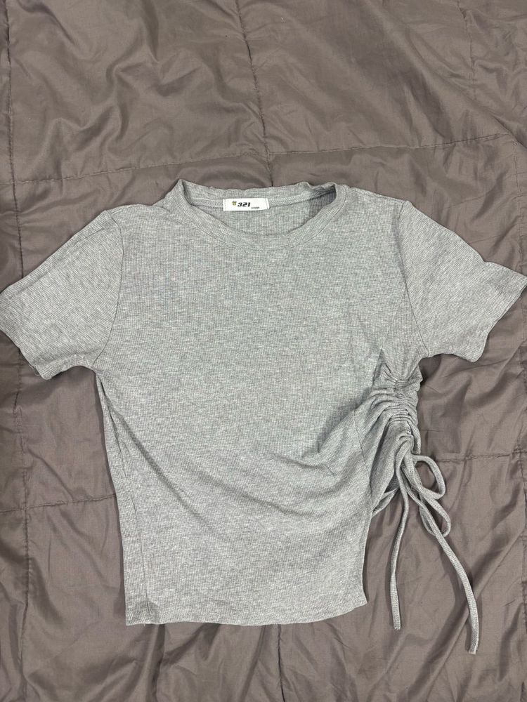 Grey Ruched T-Shirt