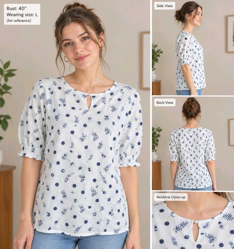 Elegant White Floral Print Top