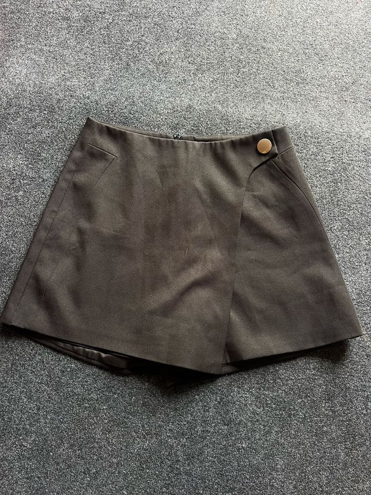 Brown Skort with Button Detail