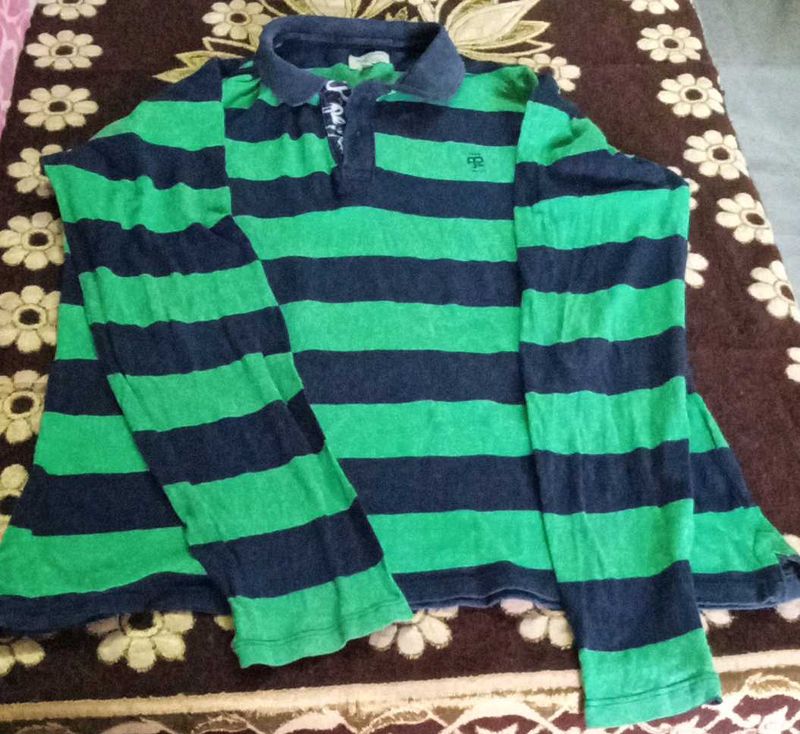 Striped Long Sleeve Polo Shirt