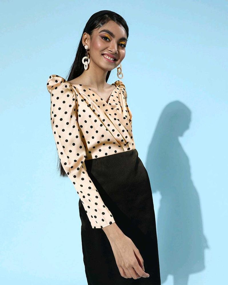 MISH Vintage Polka Dot Satin Midi Dress