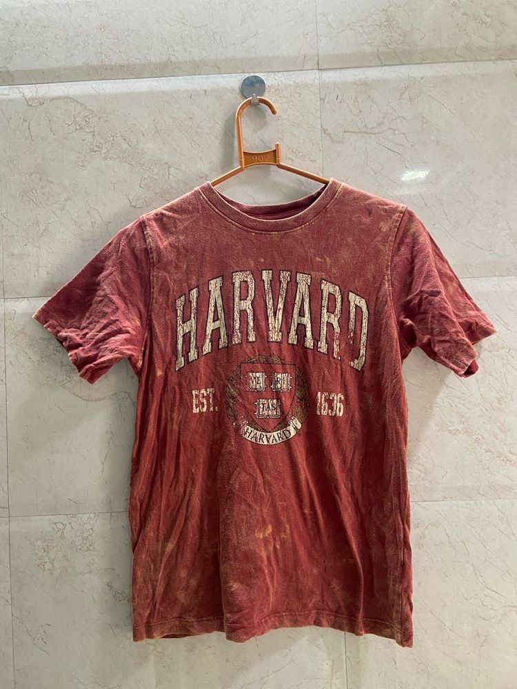 Vintage Harvard University Tee | Washed Red | Retr