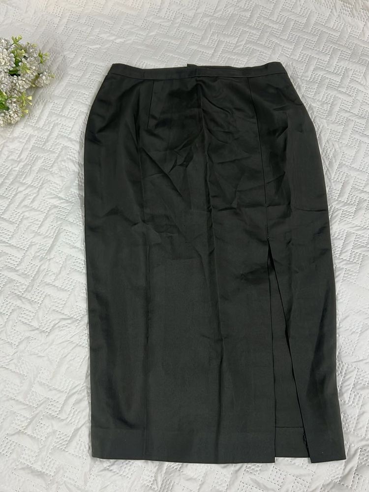 Tailored brownish grey Pencil Skirt with Slit