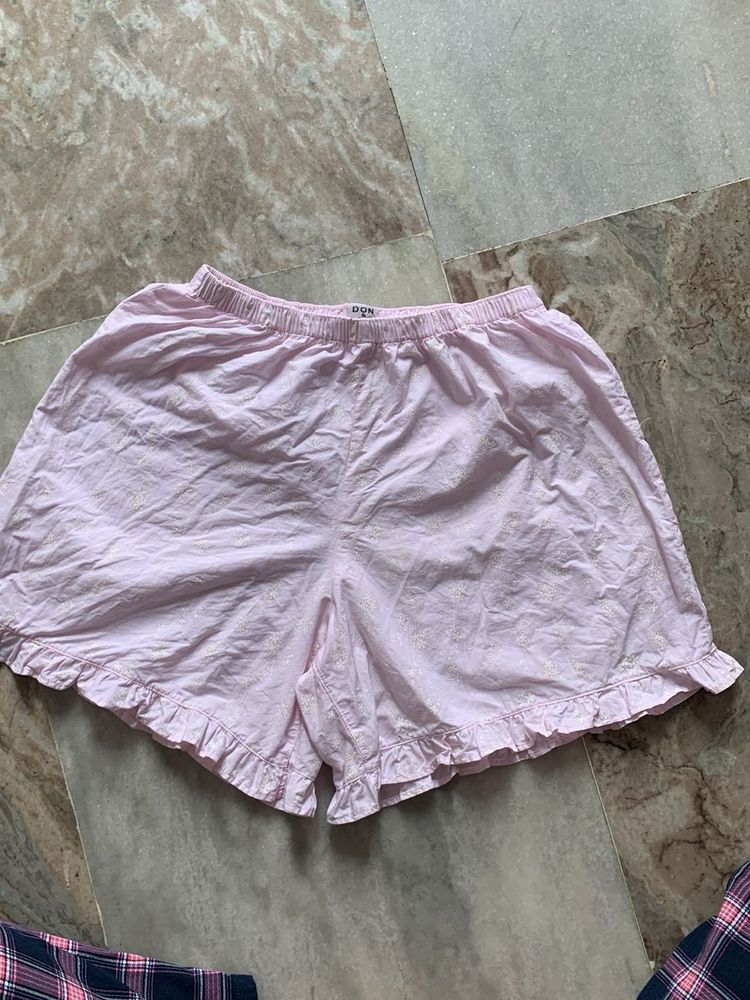 Light Pink Ruffled Pajama Shorts