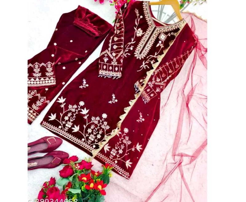 velvet bridal heavy kurti pant sets