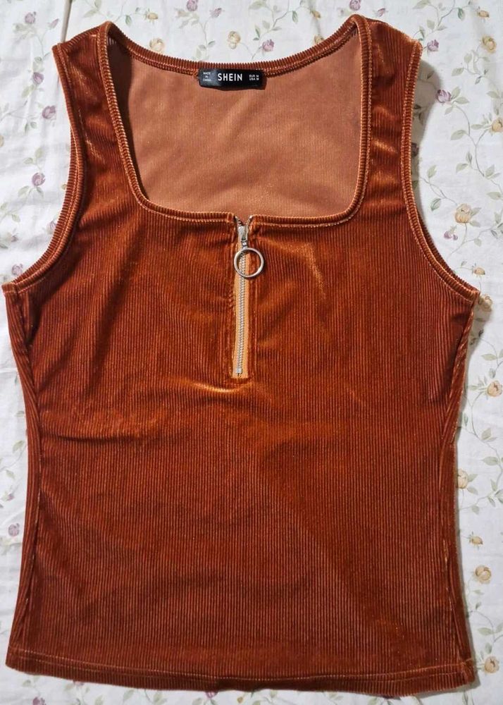 Y2K Velvet Zip Tank Top