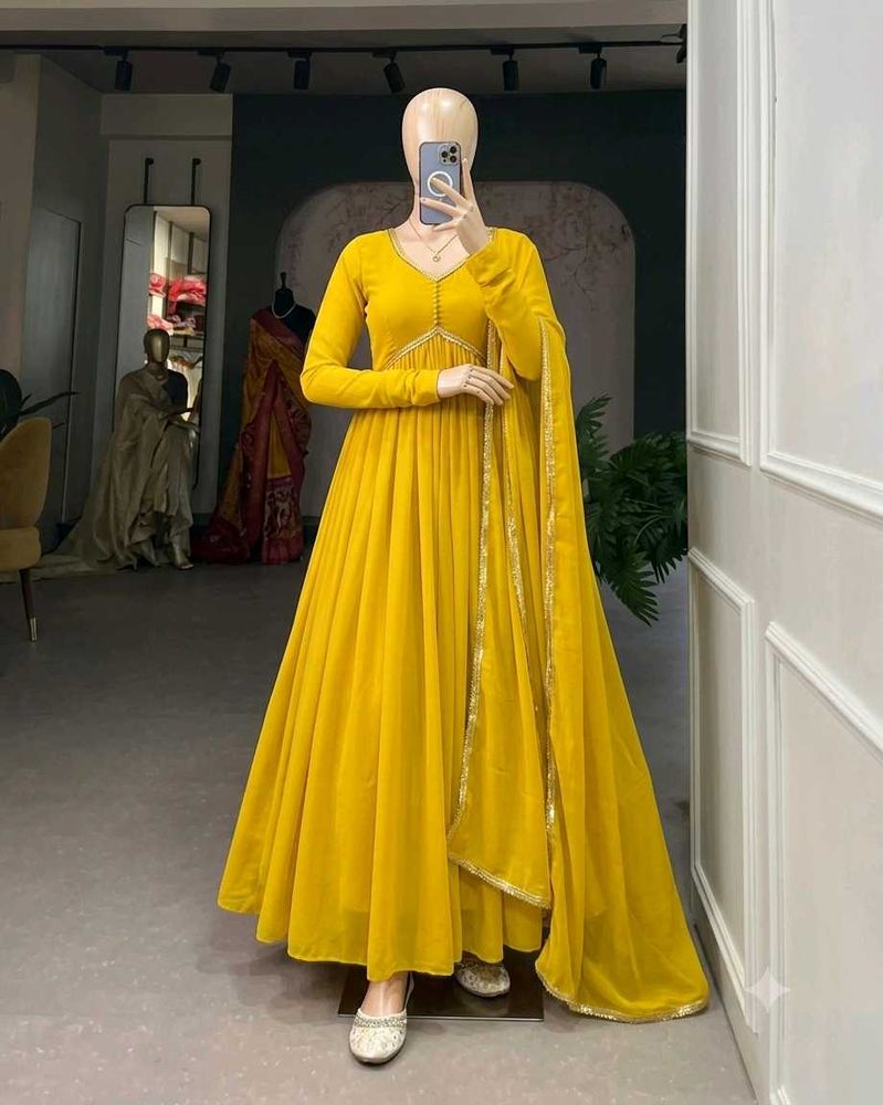Elegant Yellow Anarkali Kurta Set