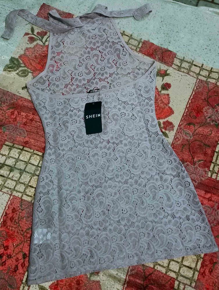 Lace Halter mini dress