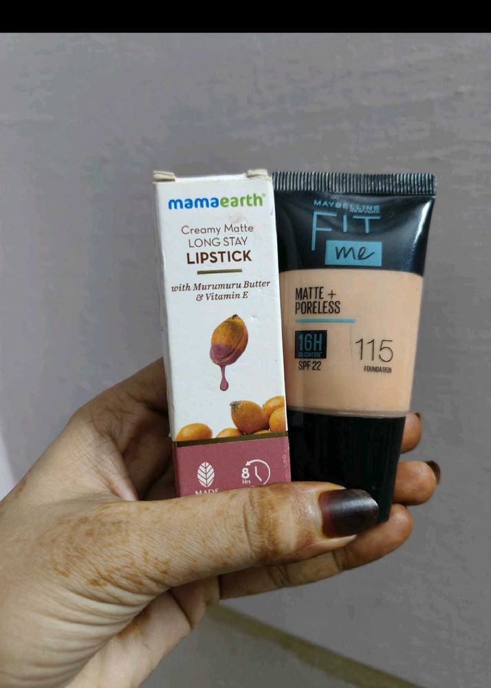 Mamaearth Lipstick &amp; Maybelline Foundation