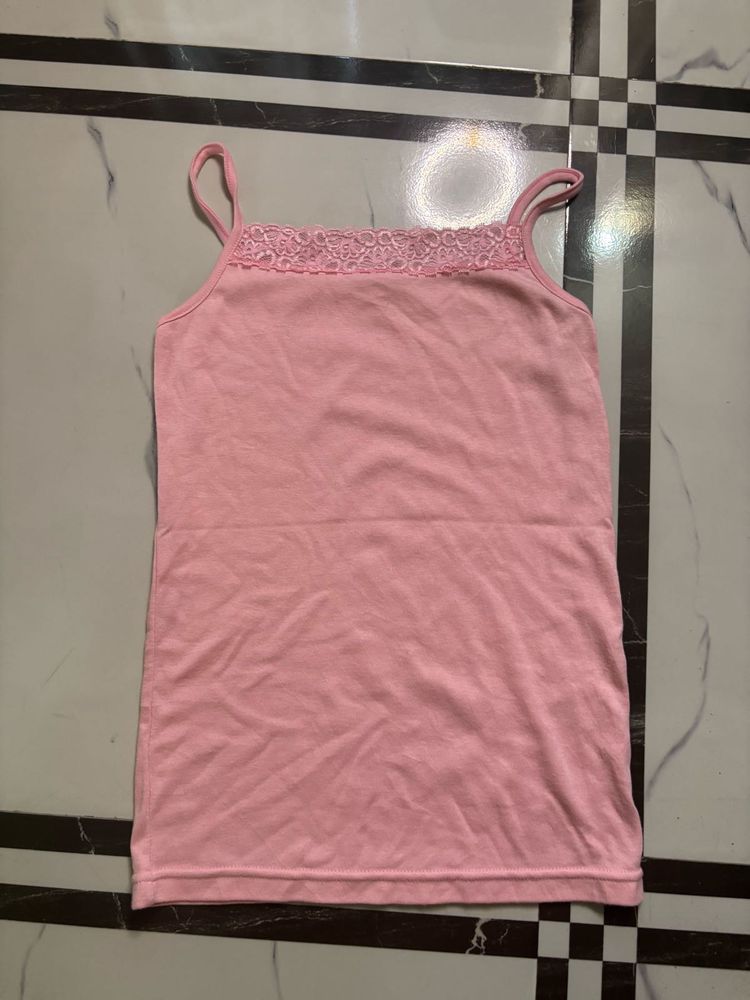 Pink Lace Trim Camisole Top