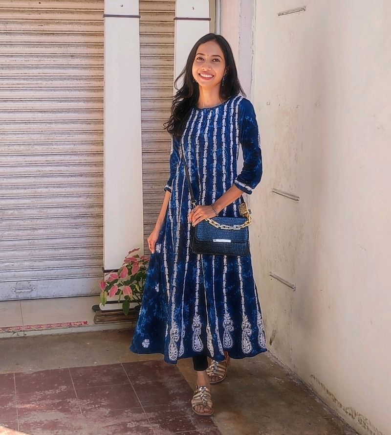 Stylish Blue Tie-Dye kurti