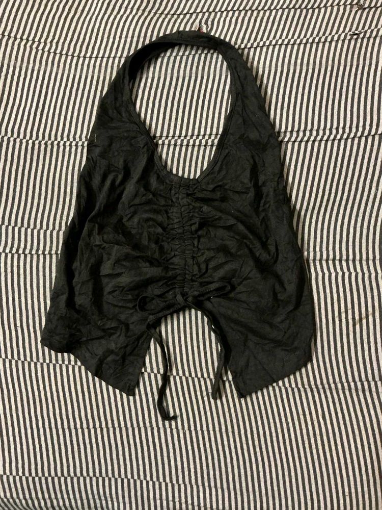 Black Halter Crop Top