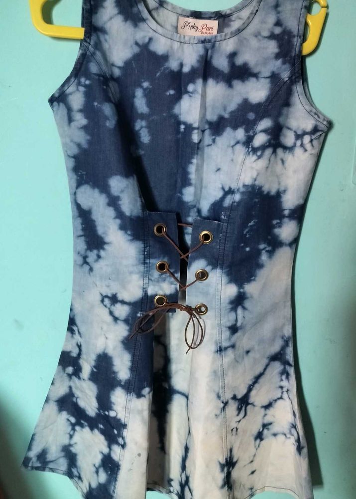 Tie-Dye Lace-Up Mini Dress
